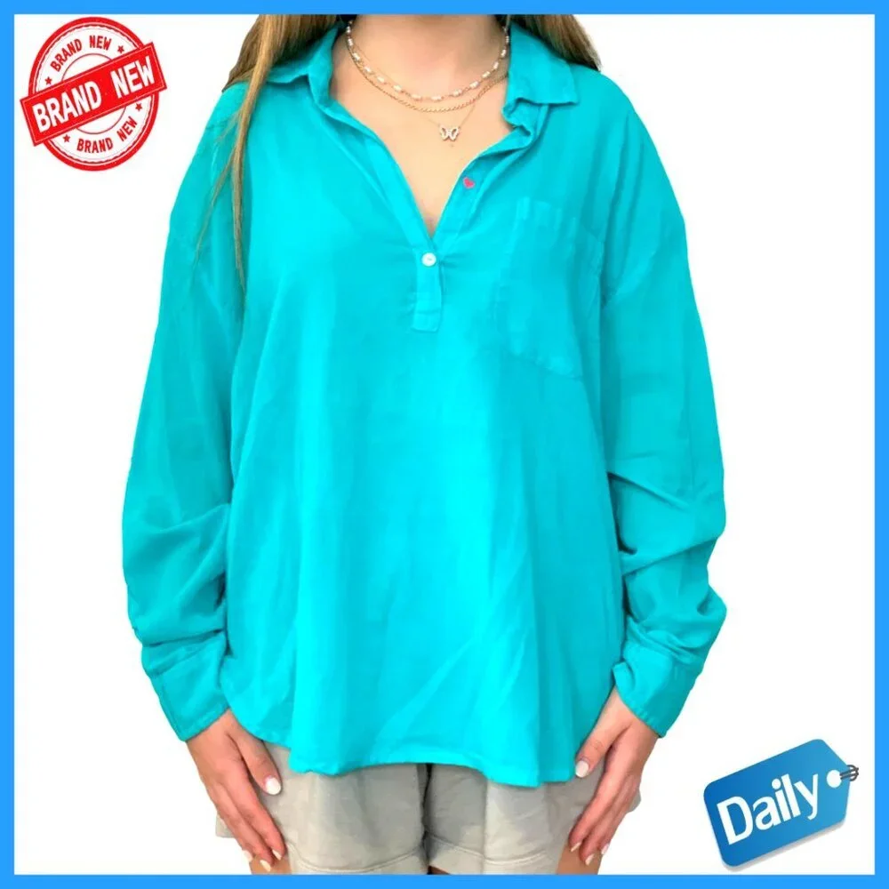 Girls Striped Cotton Blouse with Ruffle Collar Long Sleeve Loose Fit